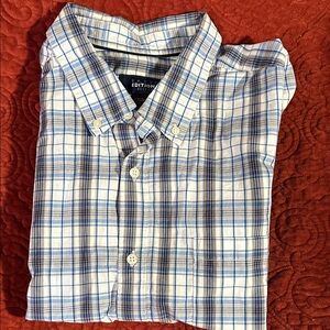 Men’s Basic Editions size xl White and Blue,black stripes Plaid Shirt